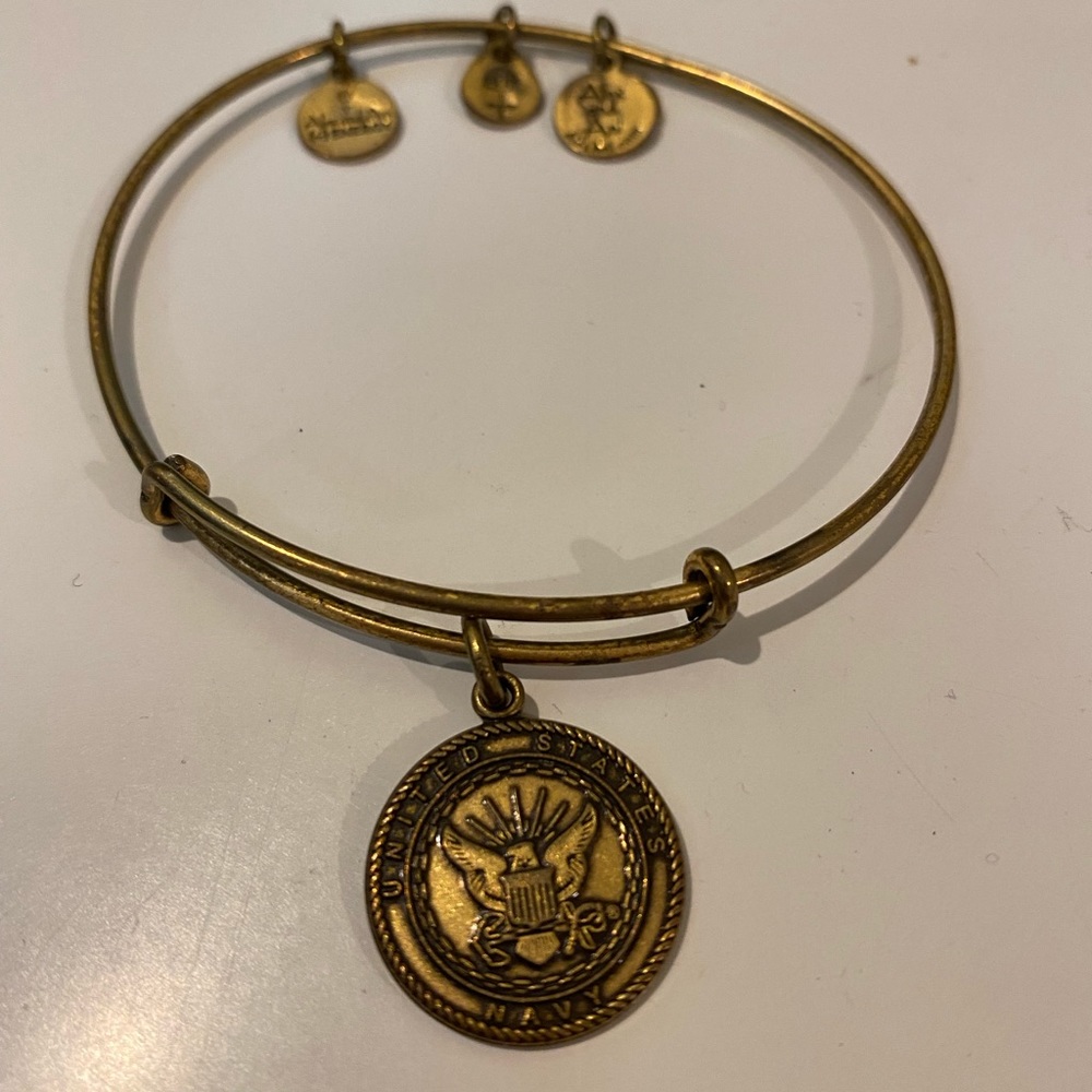 ALEX And ANI United States Navy Bangle Bracelet in Gold